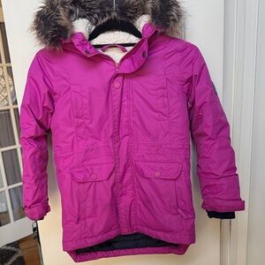 Lands’ End Girls Parka Size 6/7 – Pink – Fleece Lined – Great Play/Everyday Coat